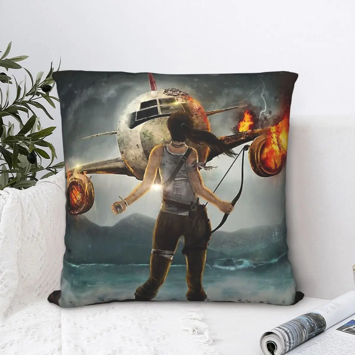 

Lara Throw Pillow Case Tomb Raider Advanture Game Cushion Home Sofa Chair Print Decorative Hug Pillowcase