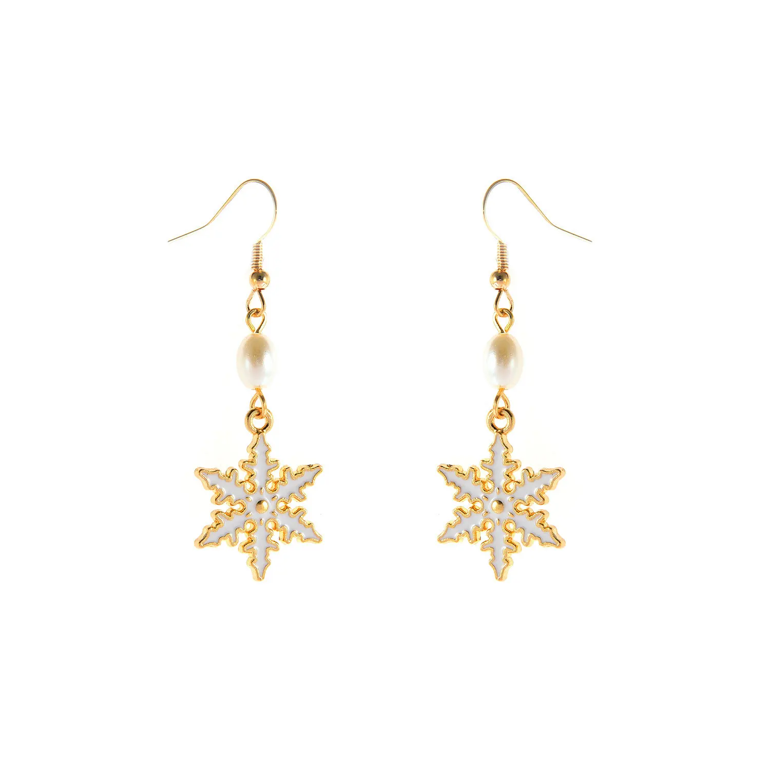 

White Pearl Snowflake Earrings for Ladies Christmas Gift Earrings Earrings Trendy 2022
