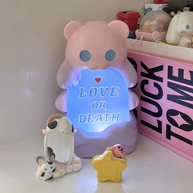 

Original Shinwoo Ghost Bear Night Lamp Pledges To Death Bedroom Sleep Bedside Girl Birthday Healing Nightglow Doll Toys Gift