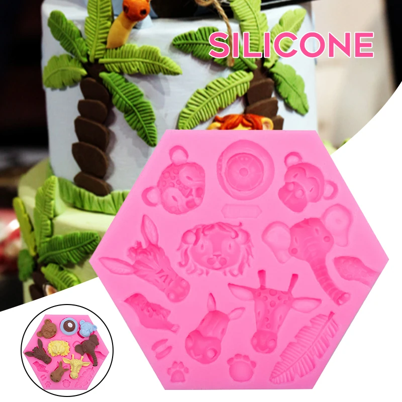 

Силиконовый трафарет для помадки в виде животного для самостоятельного изготовления искусственных украшений, милые инструменты для выпеч...