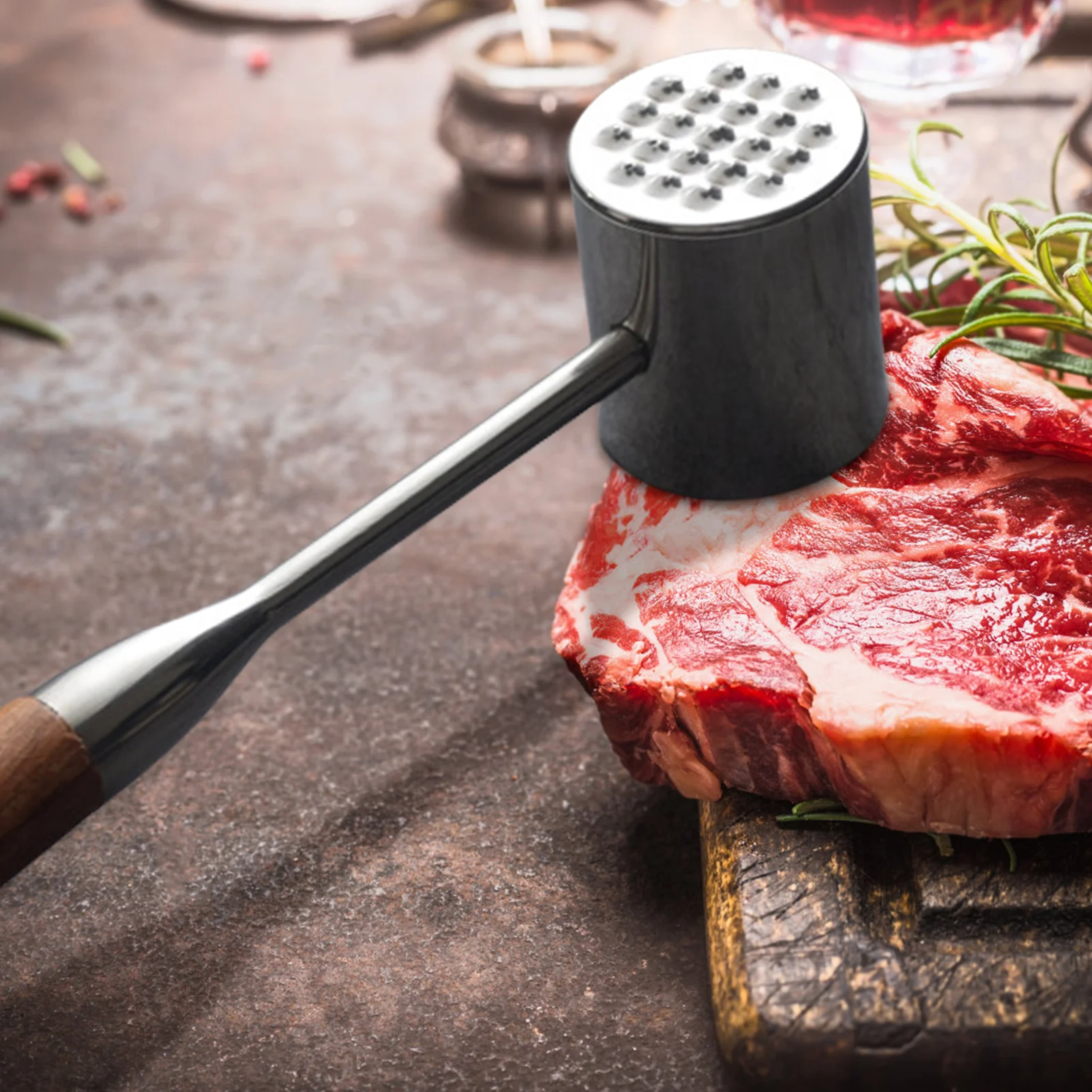 

Dual-Sided Meat Tenderizer Hammer Stainless Steel Meat Hammer Portable Loose Meat Hammer With Handle Meat Tenderizer Needle