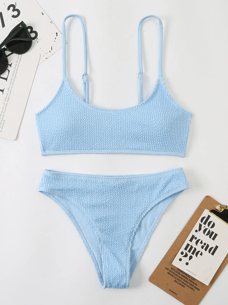 Соблазнительное однотонное бикини в рубчик 2022 женский купальник Женский