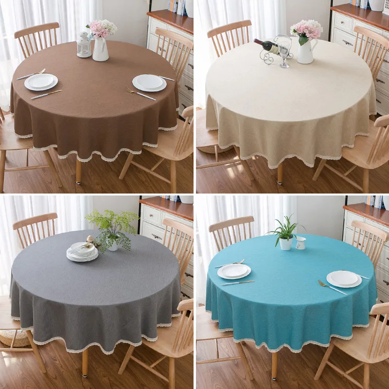 

2023 round table cloth cotton and linen cloth art household small pure and fresh and pure color _Jes4152