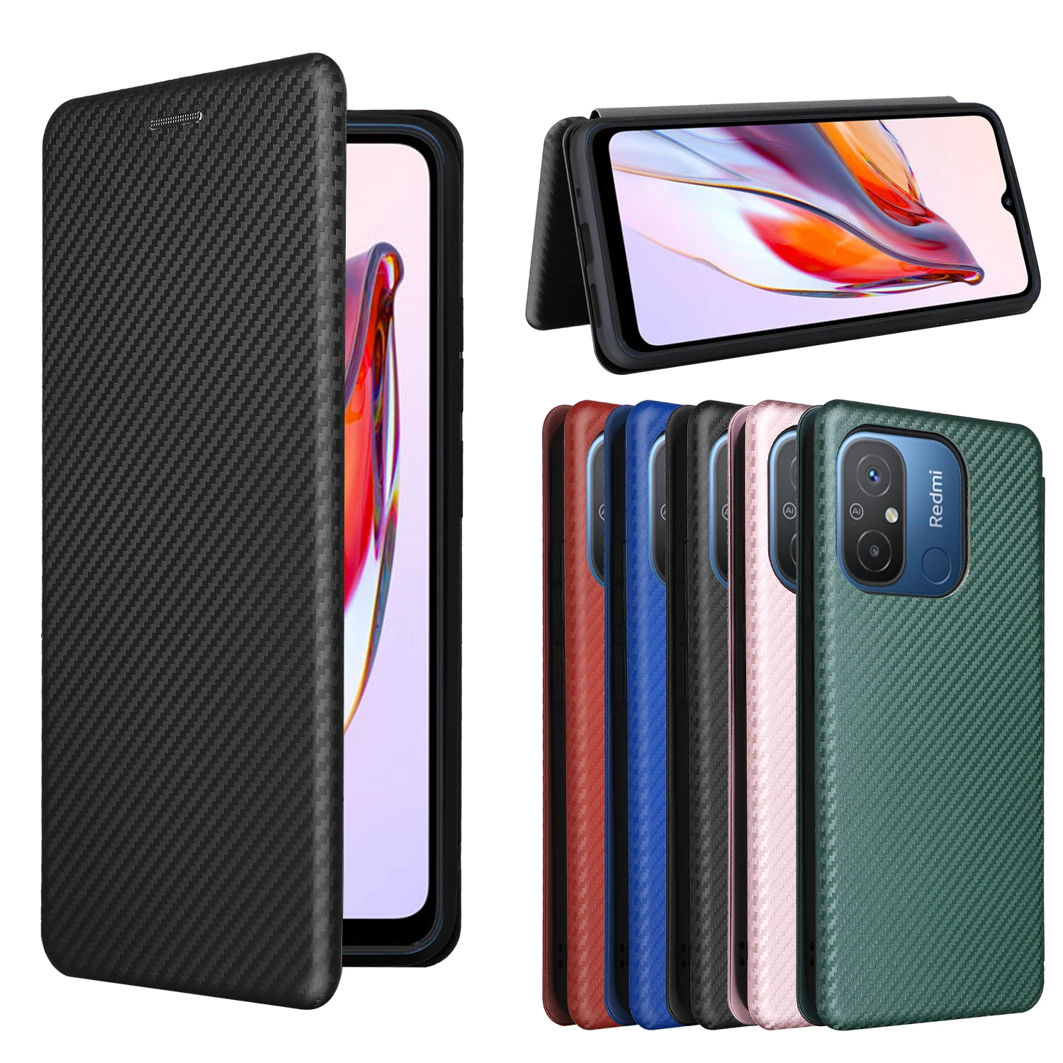 

Роскошный флип-чехол для POCO C55 из углеродного волокна с магнитной адсорбцией, защитный чехол для Xiaomi POCO C55 POCOC55, чехлы для телефонов 6,71 дюйма