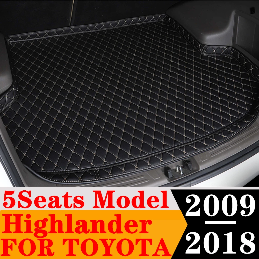 

Sinjayer Car Trunk Mat ALL Weather AUTO Tail Boot Luggage Pad Carpet High Side Cargo Liner For Toyota Highlander 5Seats 09-2018