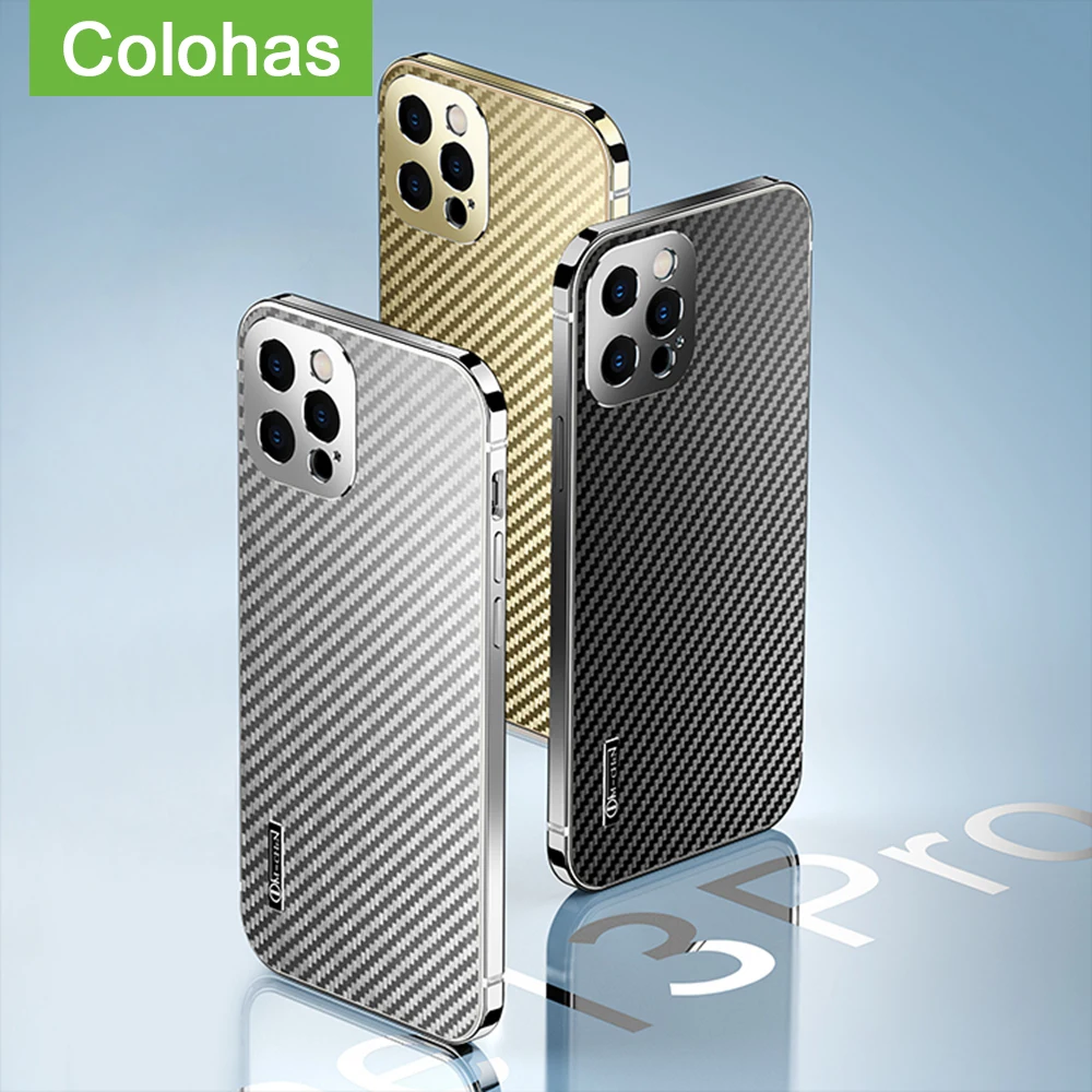 

Чехол из углеродного волокна для iPhone 13 Pro Max, металлический защитный чехол для Apple iPhone 12, Promax, для мобильных телефонов, смартфонов, Funda
