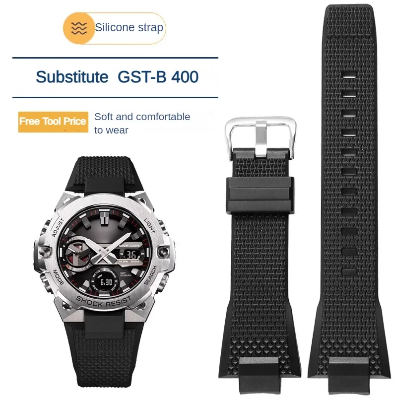 

Rubber Replacement Strap Suitable For GST-B400/G-SHOCH Steel Heart 4th Generation Series Waterproof Wilicone Watchband 14mm