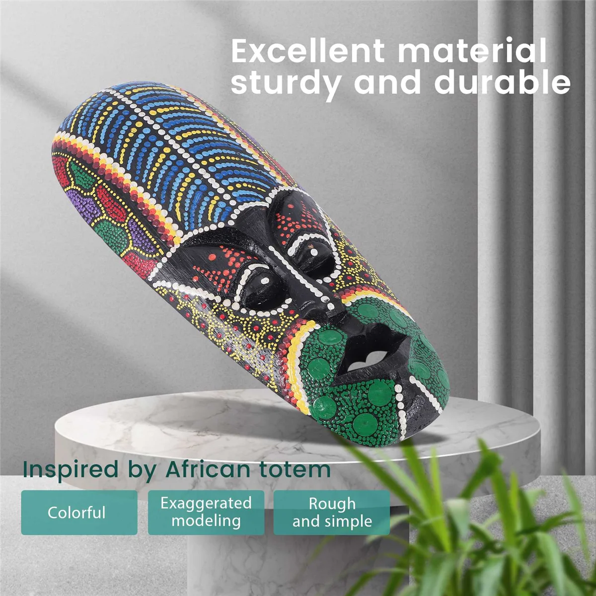 Деревянная маска настенная подвеска резьба по цельному дереву окрашенная Facebook