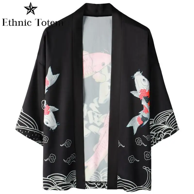 Кимоно с принтом в виде волн повседневный свободный традиционный японский