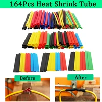 164pcs polyolefin shrinking heat shrink wrapping tube assorted kit electrical wire cable insulation sleeving heat shrink tubing