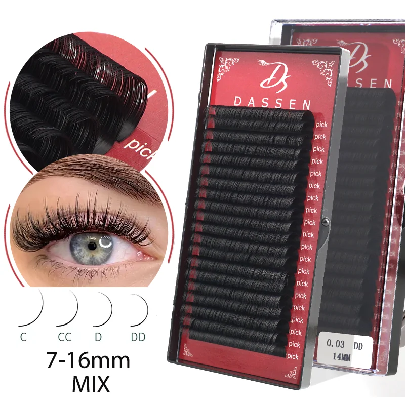 

20rows False Eyelash Extension Silk Cilios Soft Individual Eye lash Extensions 7-16mm CC DD Curl Lashes Faux Individual Lashes
