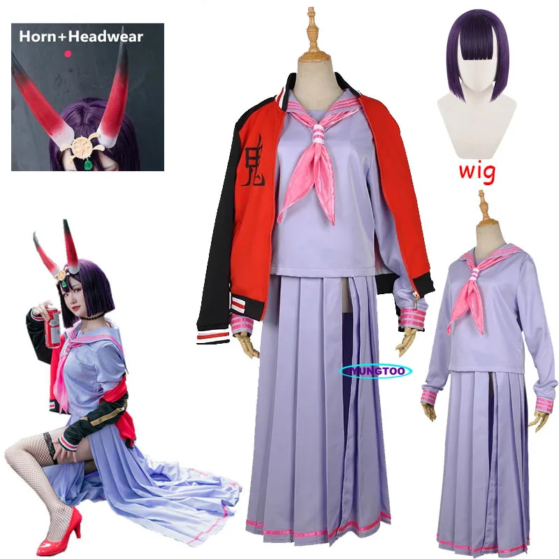 

Fate/Grand Order Assassin Shuten-douji Cos Women JK Сексуальная Матросская форма Косплей Костюм Хэллоуин топ + юбка + ожерелье + носки