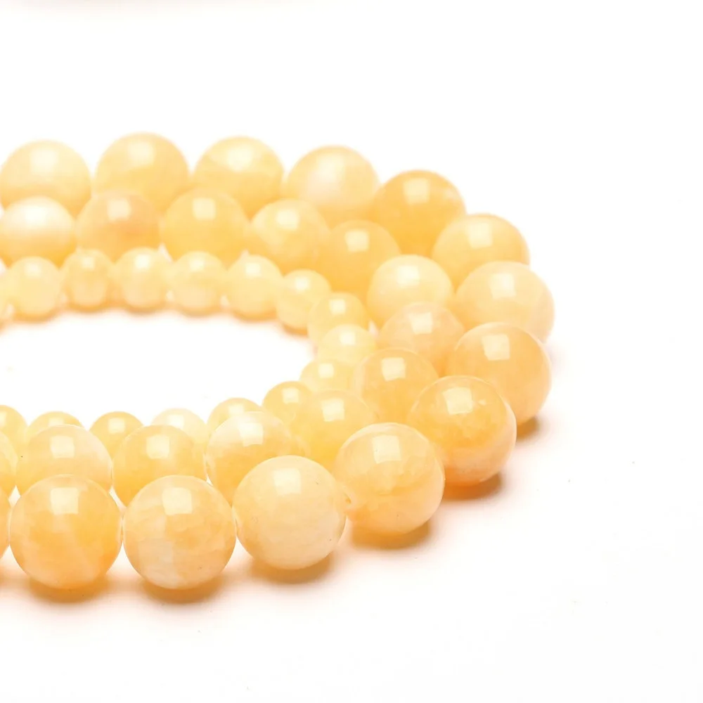 Natural Stone Beads yellow Jade Bead Round Loose Beads For Jewelry Making DIY Bracelet Accessories 4 6 8 10 12mm