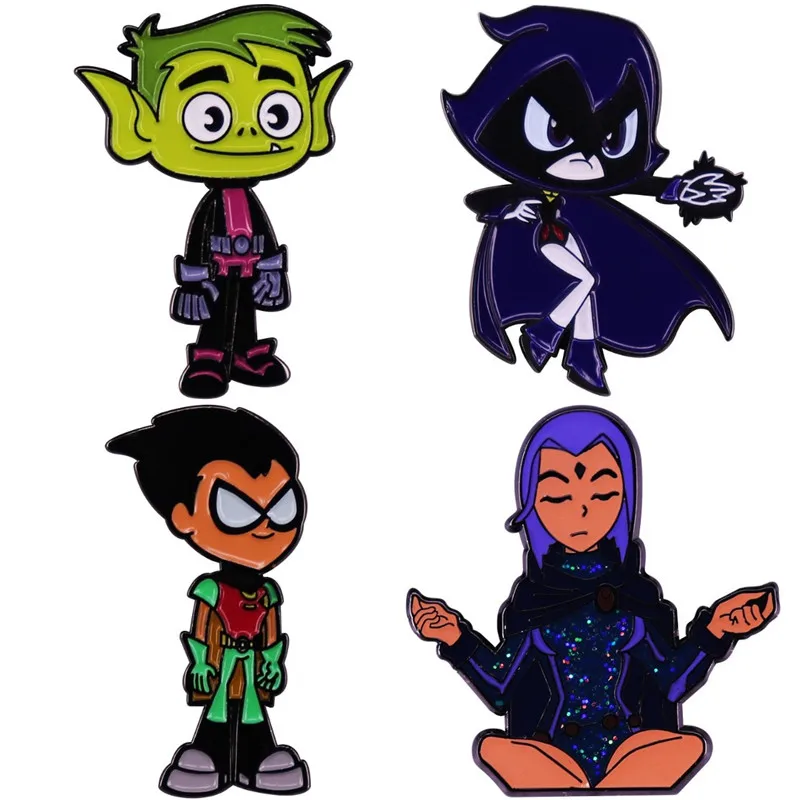 

Cartoon Beasts Boy and Raven Lovers Brooch Enamel Pin Brooches Metal Badges Lapel Pins Denim Jacket Jewelry Accessories Gifts