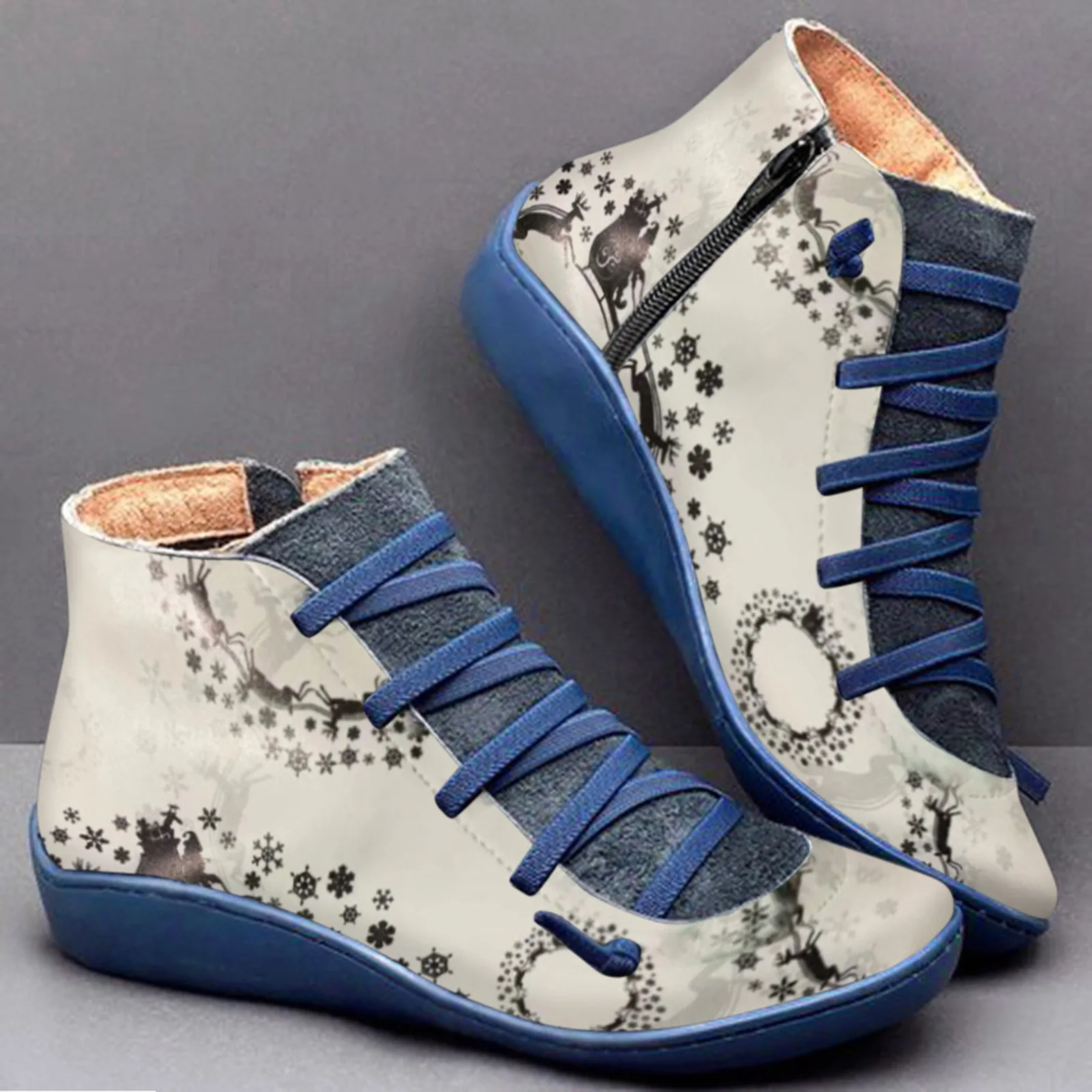 2022 New Women's Ankle Boots Casual Women's Winter Wedge Heel Flat Short Boots Warm Women's Shoes Christmas