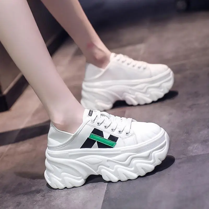 2023 Spring Autumn New Breathable Explosive Style Increase Small Fashion Versatile Casual Shoes Thick-Soled White Shoes Women