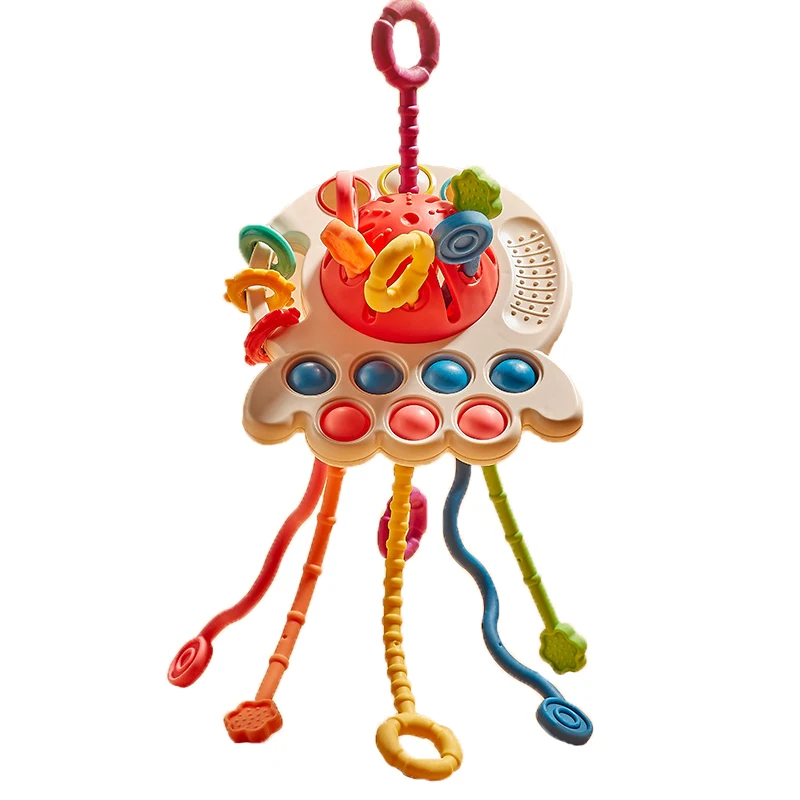 Development Teething Toys Montessori Sensory 1 2 Year Silicone Pull String Interactive Educational Toy For Baby 6 12 Months |