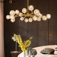 post modern crystal led pandant chandelier light american copper branches design hanging lamp for living room lustres