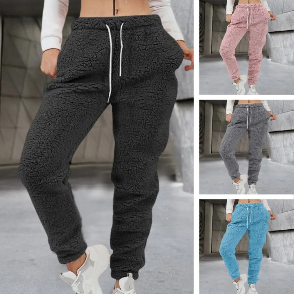 

Sport Pants Mid-rise Women Sweatpants Lady Casual Fleece Warm Sweatpants