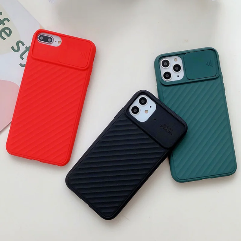 

Cute Slide Camera Lens Protection Phone Case for IPhone 11 12 Mini Pro Max SE 2 6S 7 8 Plus XR X Soft Candy Silicone Back Cover