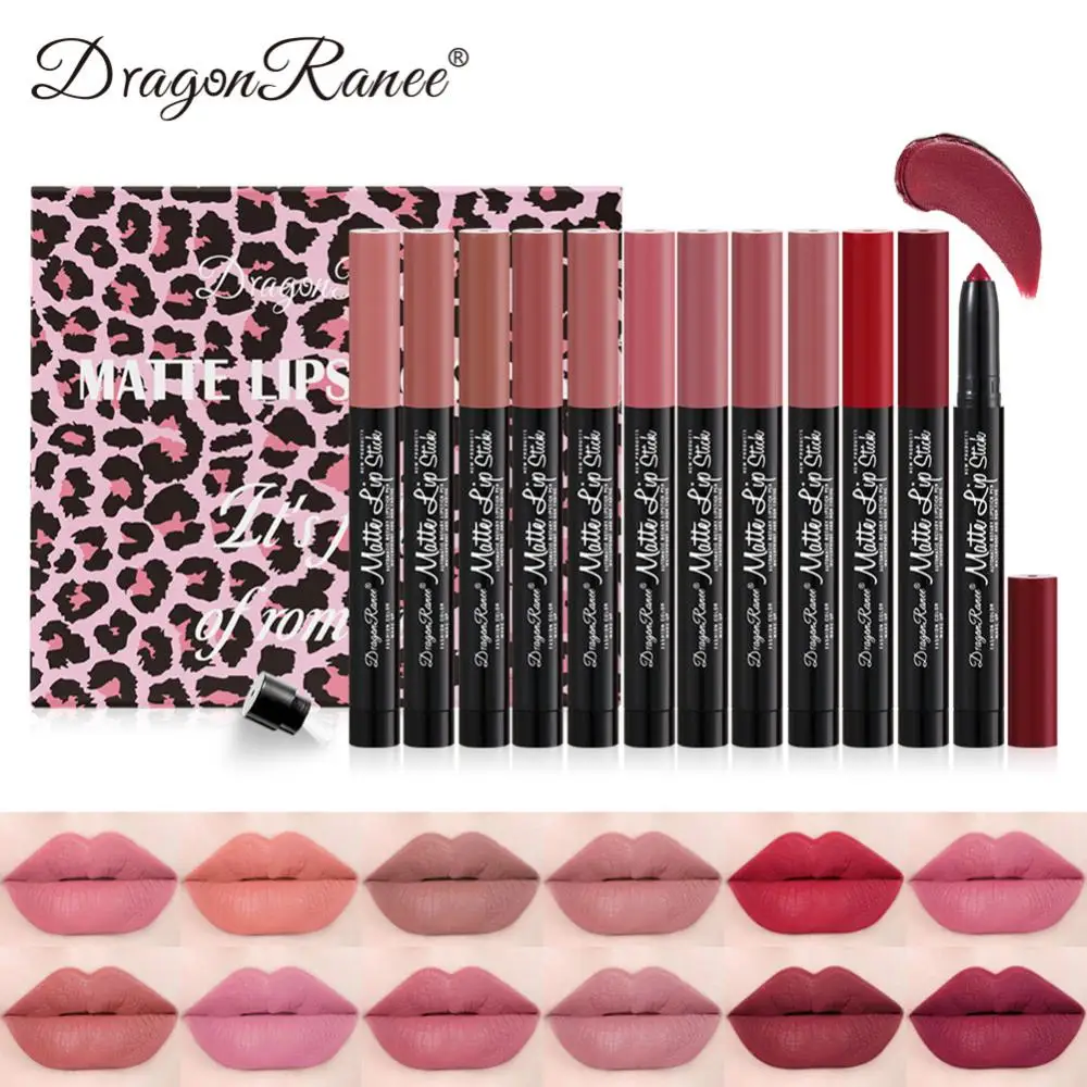 

12pcs Set Lipstick Lipliner Pen Velvet Matte Lipstick Lip Liner Pencil Lips Makeup Lip Tint Lip Contouring Leopard Cosmetics