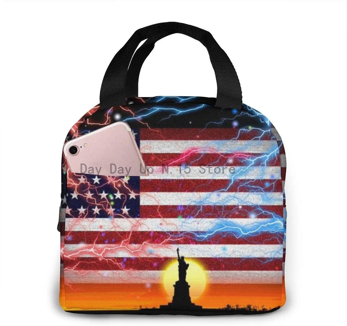

Usa Flag Lunch Cooler Tote Bag L Travel Lunch Box
