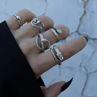 retro punk snake rings for men women exaggerated antique siver color alloy fashion personality opening adjustable finger rings
