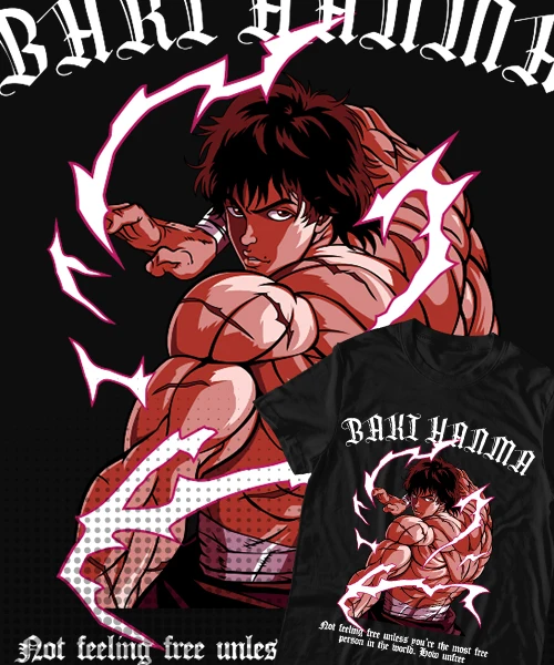 Футболка унисекс BAKI THE GRAPPLER HANMA надпись EN BATALLA