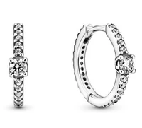 authentic 925 sterling silver sparkling hoop with crystal hoop earrings for women wedding gift pandora jewelry
