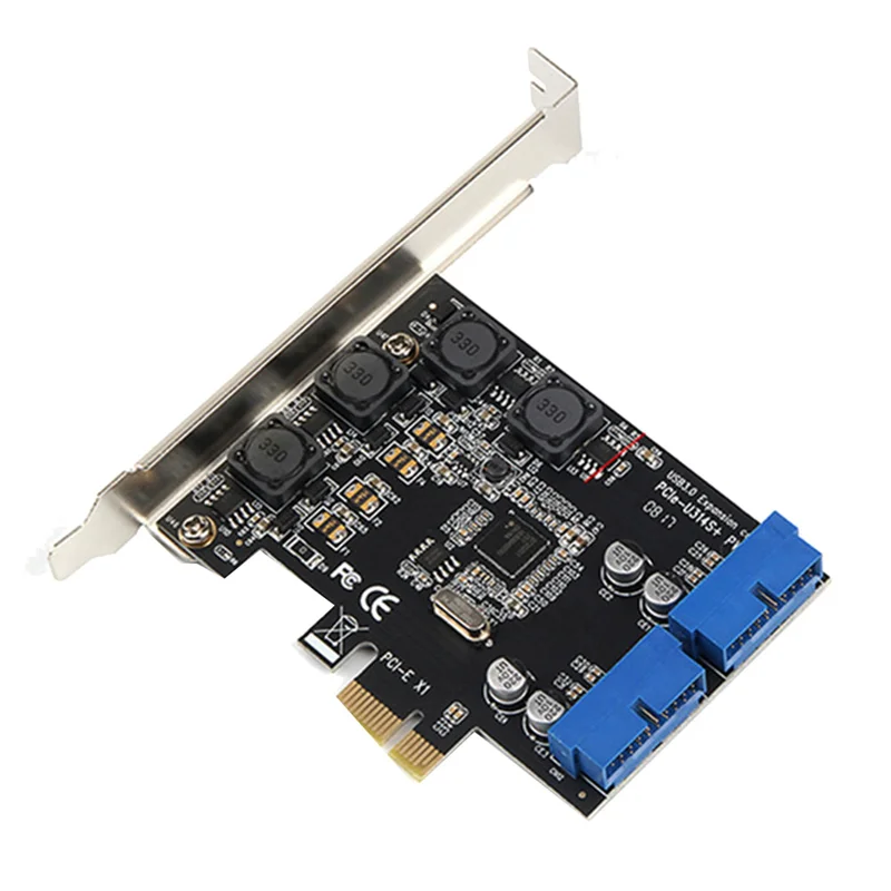 

PCIE to Dual 2 Ports Expansion Card 19PIN USB 3.0 Card PCI-E to PCI 20Pin Male Ports Adapter Extender Card for Desktop