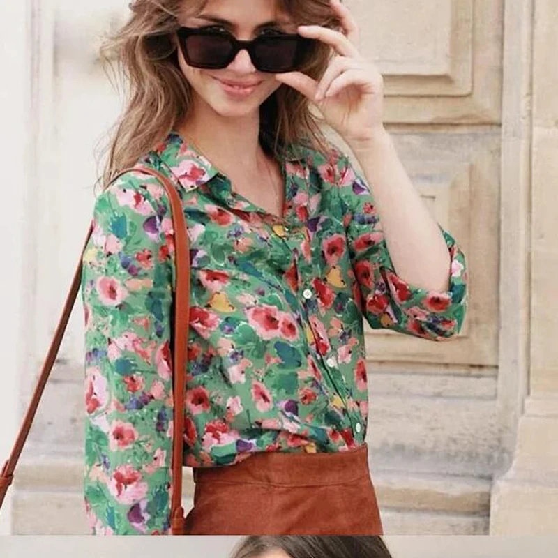 Женская рубашка Весна-лето 2020 новинка цветная с принтом масляной живописи