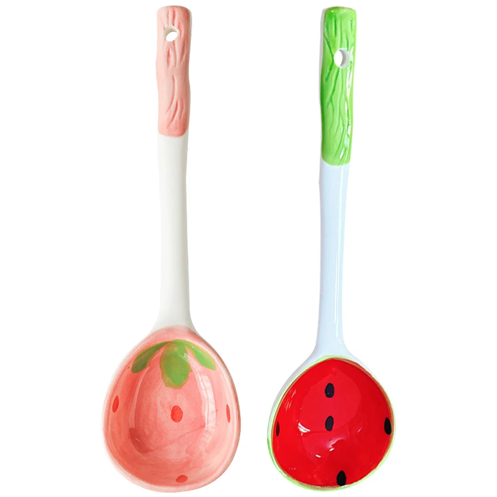 

2 Pcs Ceramic Spoon Espresso Spoon Ceramic Mixing Spoons Cake Spoon Coffee Spoon Ceramics Soup Spoons Student