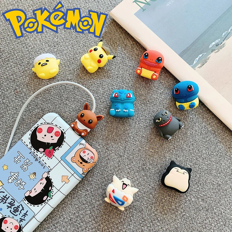 

Pokemon Charger Cable Protector Pikachu Eevee Anime Figure Data Line Head Protection Cover for Iphone Usb Cable Accessories Gift