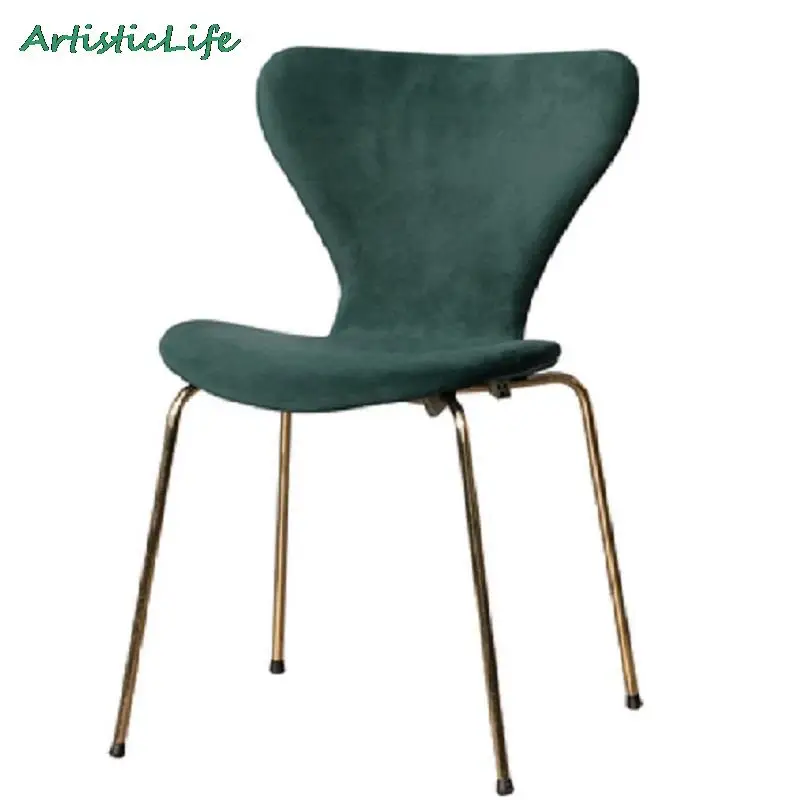 

Nordic ins simple modern high-end velvet light luxury dining chair household flannel back desk reception and reception chair