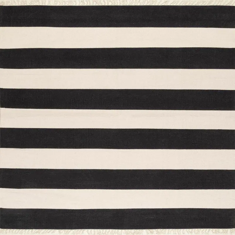 

Discreetly Bold Ashley Black & White Striped 3' x 5' Accent Rug – Perfectly Add to Your Home Decor.