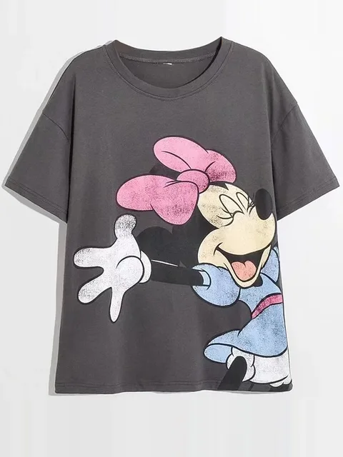 Disney Family T-Shirt Fashion Winnie the Pooh Mickey Mouse Stitch Fairy Dumbo SIMBA Cartoon Print Women T-Shirt Cotton Tee Tops 3