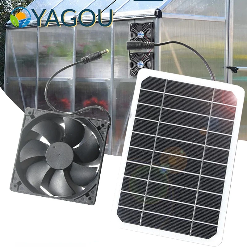 

4/2/1PCS Solar Powered Fan Set 5V 6W Solar Panel Plate Outdoor Summer Greenhouse Dog Pet Home Ventilation Equipment Dropshipping