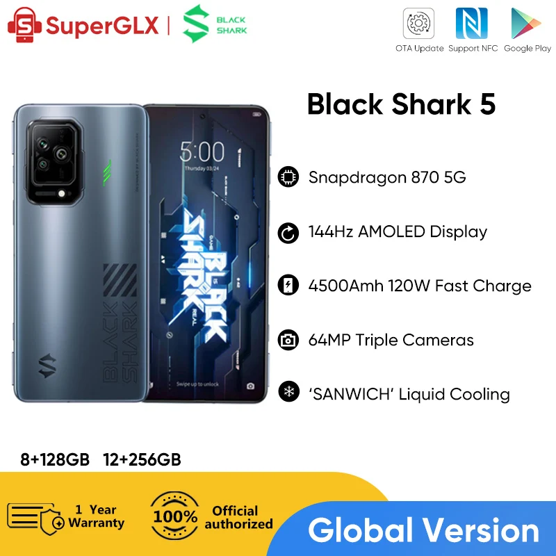 Смартфон Black Shark, 5 планшетов, Snapdragon 870, 144 Гц, AMOLED дисплей, 120 Вт, быстрая зарядка, 64 мп