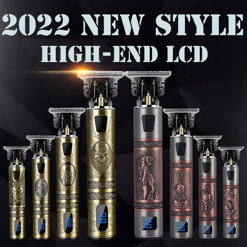 

2022 new digital display T9 oil head electric hair clipper professional hair clipper electric shaver knife engraving electric