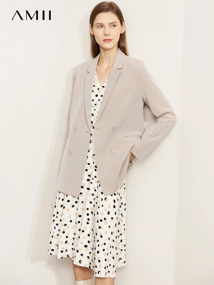 

AMII Minimalism Dress Suit Women 2022 Spring New Elegant Commuter Fashion Loose Blazer+ Vintage Casual Dress Separately 12213002