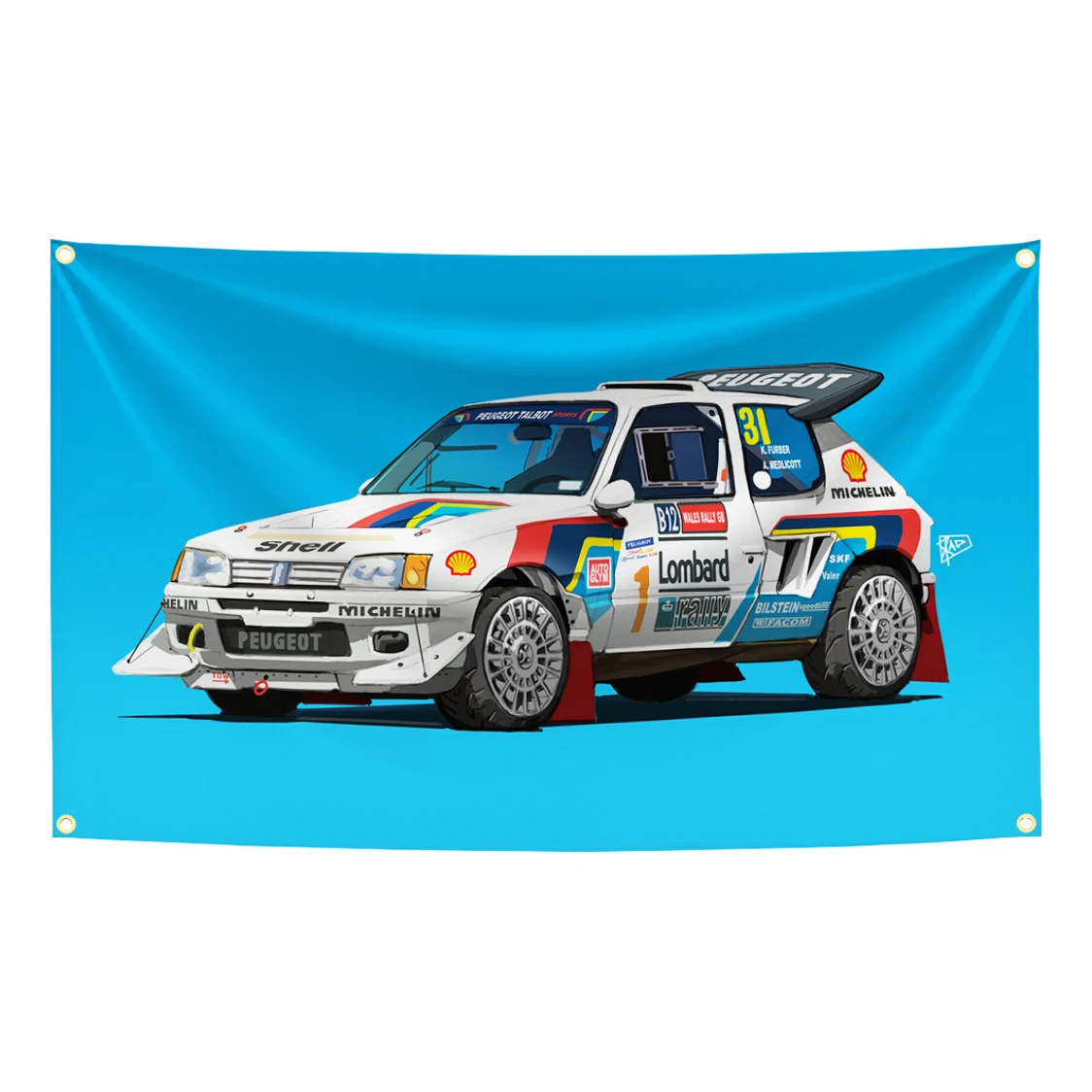 Фото Флаг P-Peugeot 205 Classic Rally Car, 90x150 см, гобелен из полиэстера с цифровой печатью, баннер для декора стен гаража №5