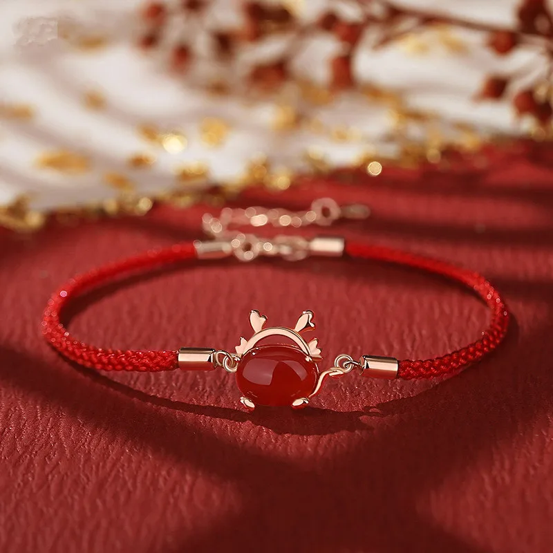 Женские браслеты из красного агата с драконом новый браслет красной веревки