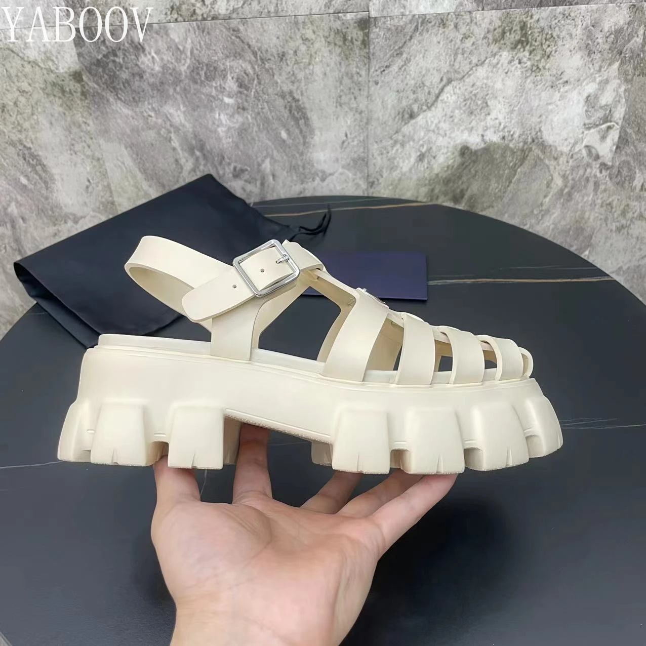 

Women's Summer Designer Platform Sandals Leather Beach Rome Casual Motion Wedges Vintage Plarform Vacation Shoes Size 36-41