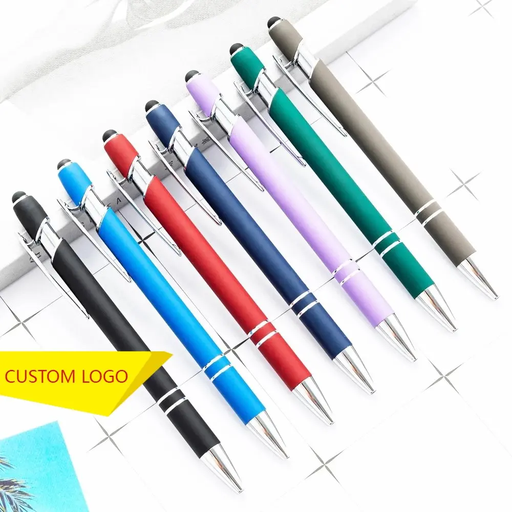 100 Pcs Metal Capacitive Universal Touch Screen Stylus Ballpoint Pen Writing Stationery Office School Gifts Free Customized Logo