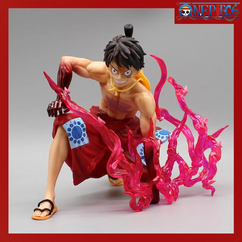 

20cm One Piece New Product Cartoon Character Luffy Action Figure Gk Kimono Squatting Posture Pvc Collection Decoration Gift