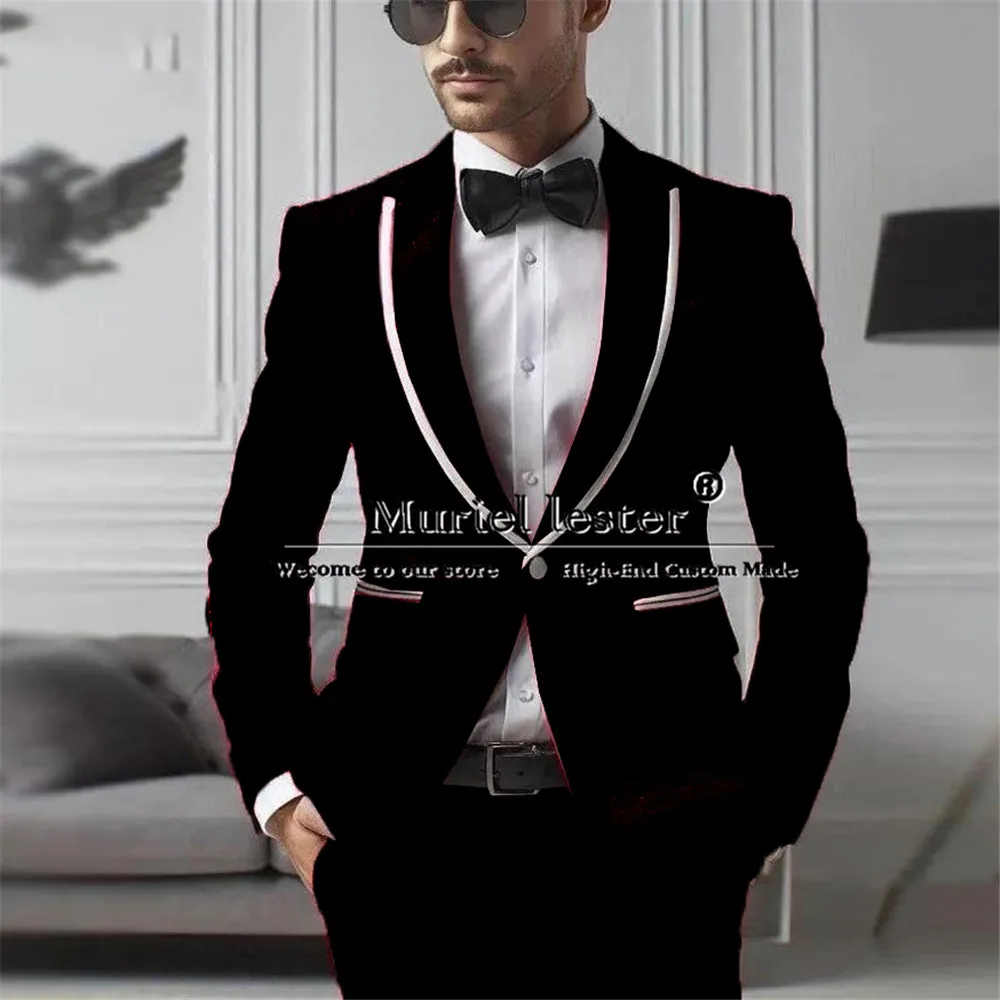 Бархатные костюмы для мужчин приталенный белый блейзер с лацканами в