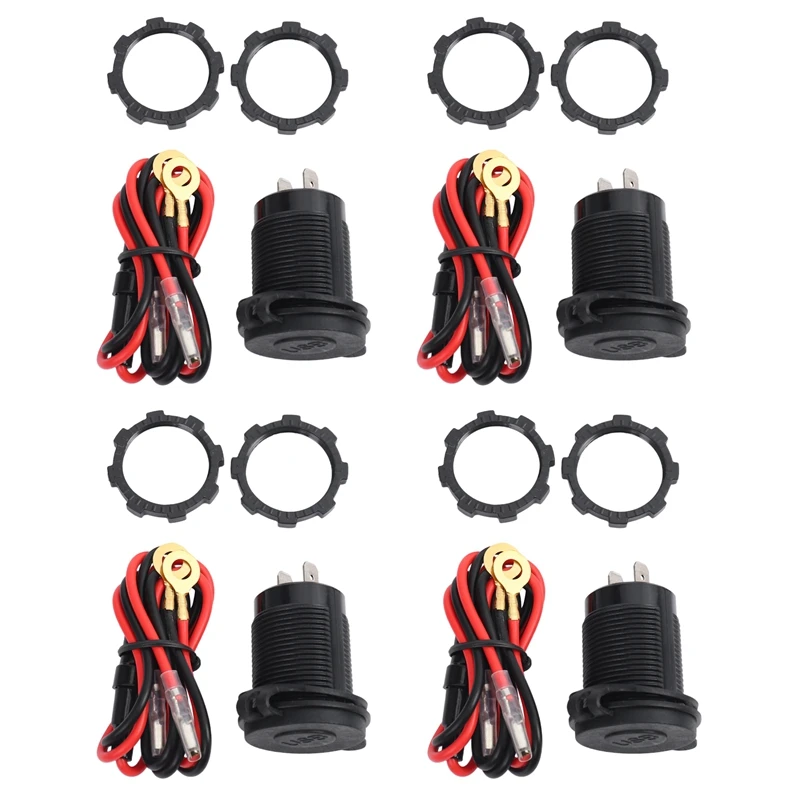 

4X Quick Charge 3.0 Dual USB Car Charger 12V 36W USB Fast Charger With Switch For Boat Motorcycle Truck Golf Cart Green