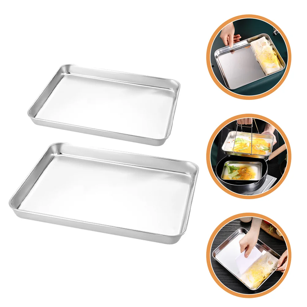

Pan Tray Bakingsheet Trays Plate Serving Platter Steel Stainless Breading Cookie Rectangularbowl Bread Oven Roasting Bakeware