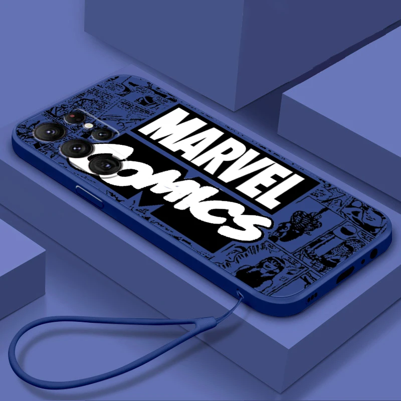 

Liquid Rope Cover Avengers Logo Marvel Comics Phone Case For Samsung Galaxy S23 S22 S21 S20 FE S10 Plus Lite Ultra 5G Funda