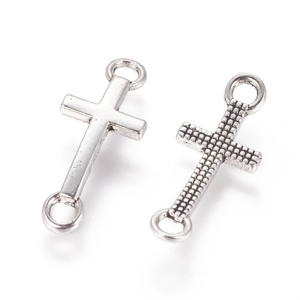 

100pc Tibetan Style Alloy Links connectors Sideways Cross Cadmium Free & Lead Free Antique Silver 20x8x2mm Hole: 2mm